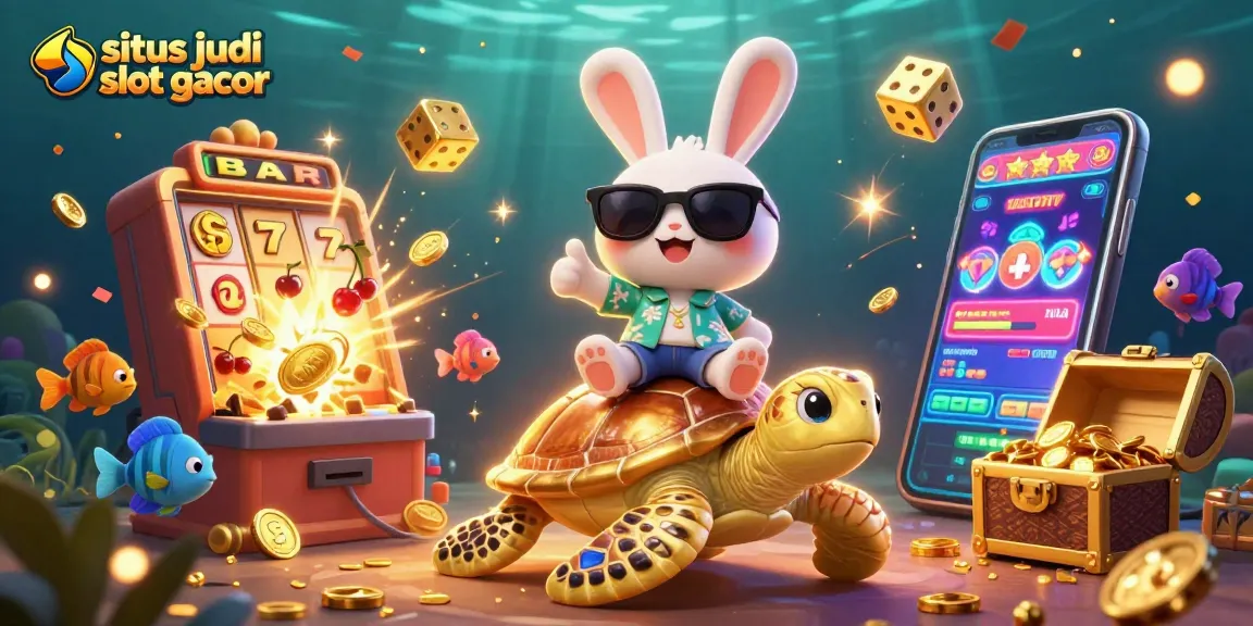 Experience winning fun at situs judi slot gacor with the lucky rabbit and golden sea turtle surrounded by slot elements