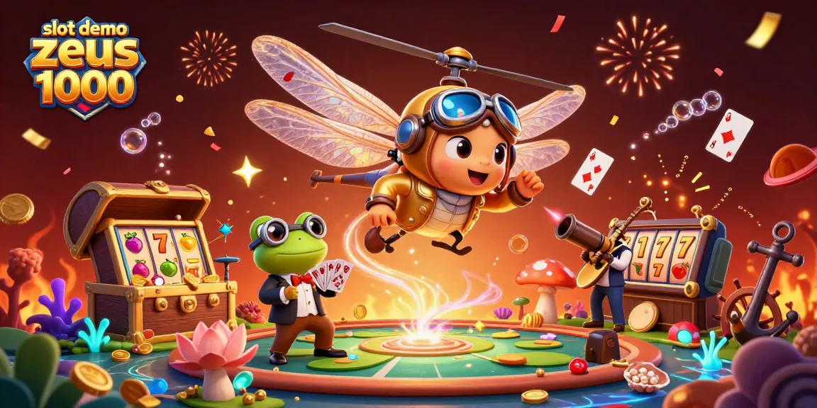 Win big with slot demo zeus 1000 featuring a vibrant casino scene filled with characters and game elements.