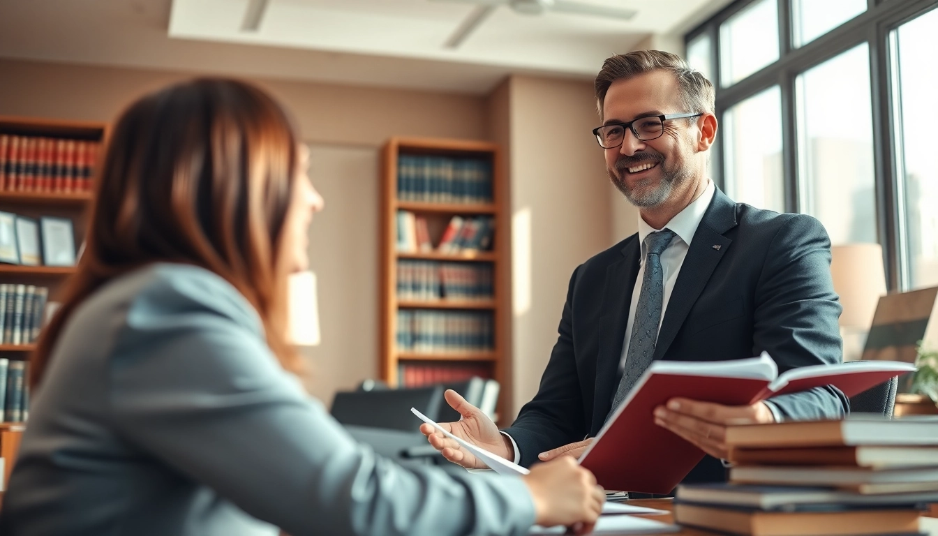 Birmingham Divorce Lawyer consulting with a client in a welcoming office environment.