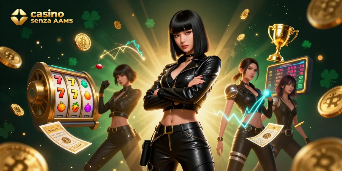 Vivi un'azione emozionante nei casino senza AAMS con una straordinaria donna asiatica che celebra grandi vincite e jackpot.