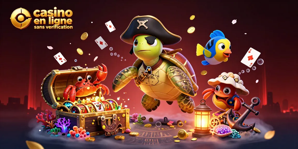 Jouer sur un casino en ligne sans vérification avec une scène dynamique de jeux sous-marins et des personnages colorés.