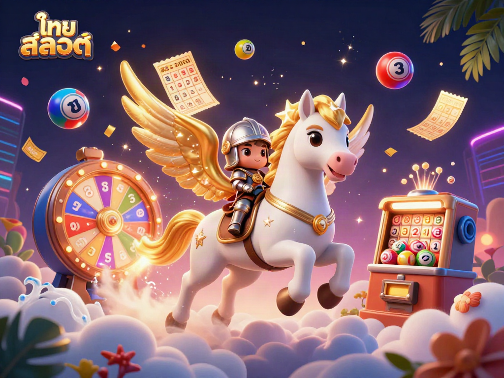 Experience thrilling ไทย สล็อต action with dynamic lottery elements and a magical knight on a celestial horse.