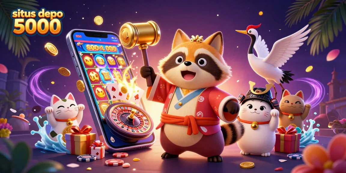 Menangkan permainan di situs depo 5000 dengan karakter tanuki dan kucing keberuntungan.