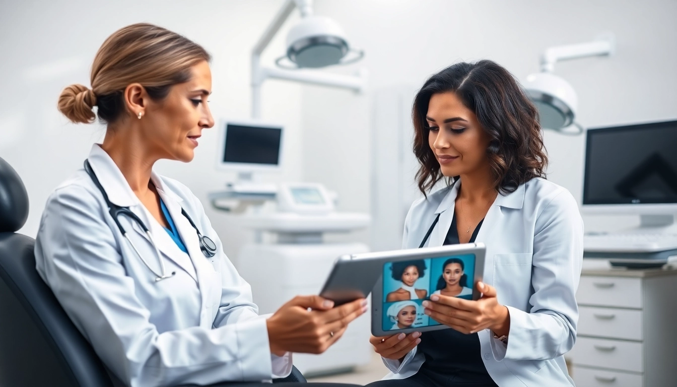 Kirkegaard Aesthetics zeigt eine professionelle Beratung zwischen Ärztin und Patientin in einem modernen Kliniksetting.
