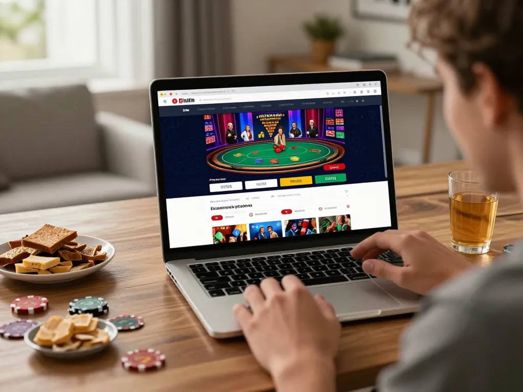 Engaged user playing live dealer games on kkwin website, enjoying a home gaming experience.