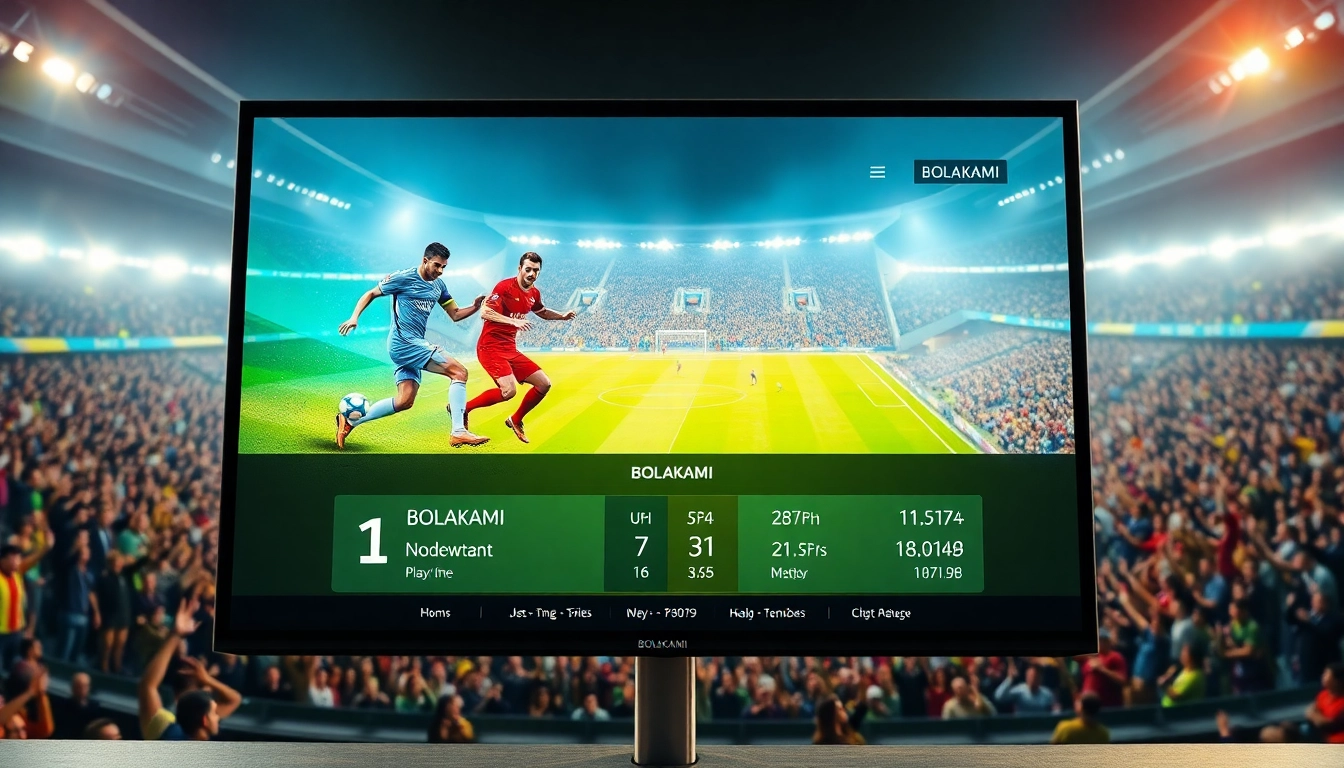 Menyaksikan pertandingan sepak bola langsung melalui bolakami apk dengan antarmuka yang menarik.