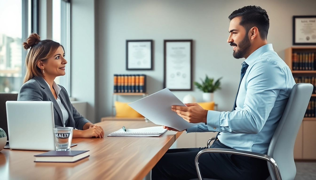 Consultation with a San Antonio accident lawyer in a bright office space.