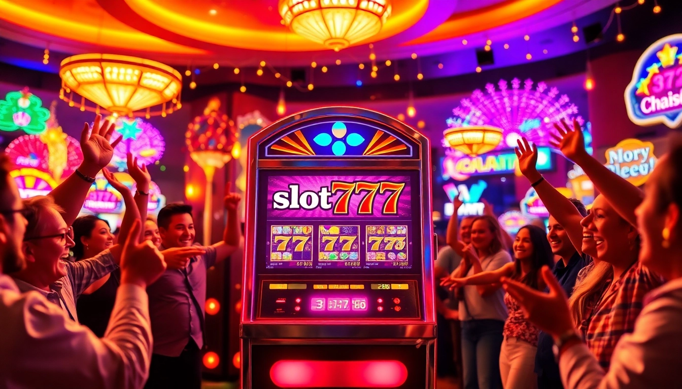 Menangkan jackpot di mesin slot777 yang bersinar dalam suasana kasino yang meriah.