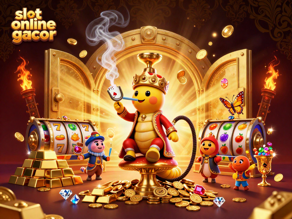 Experience the thrill of slot online gacor in this vibrant casino scene filled with gold and adventure.