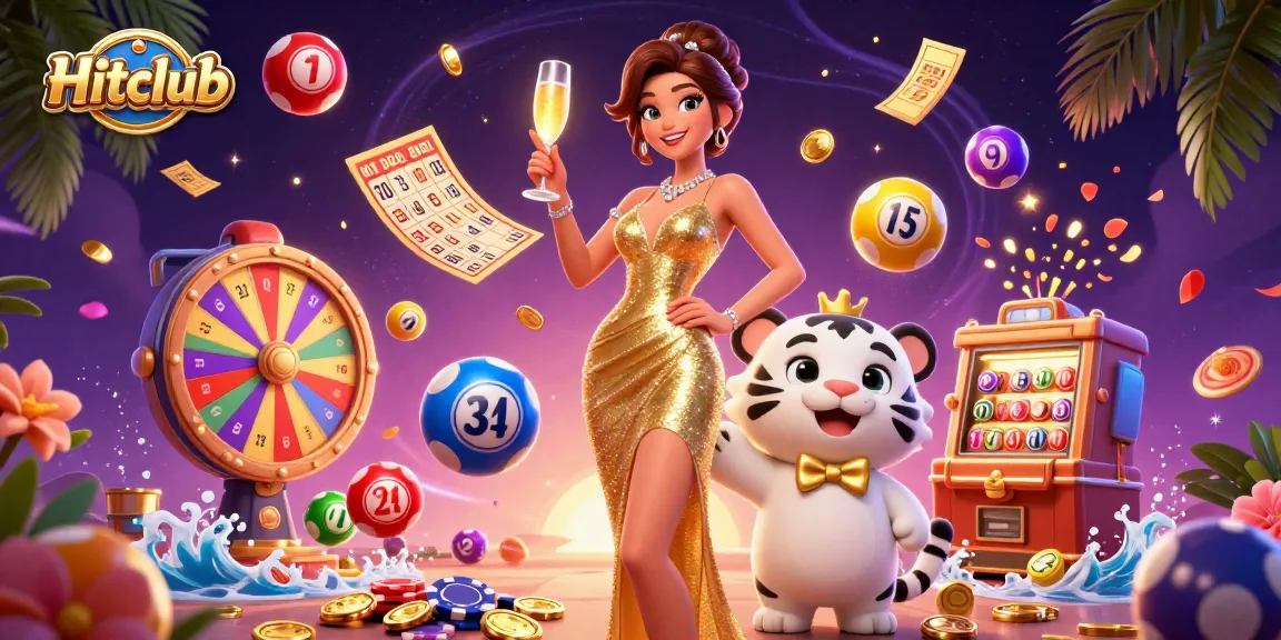 Join the excitement at Hitclub with vibrant lottery balls and a glamorous scene full of luck