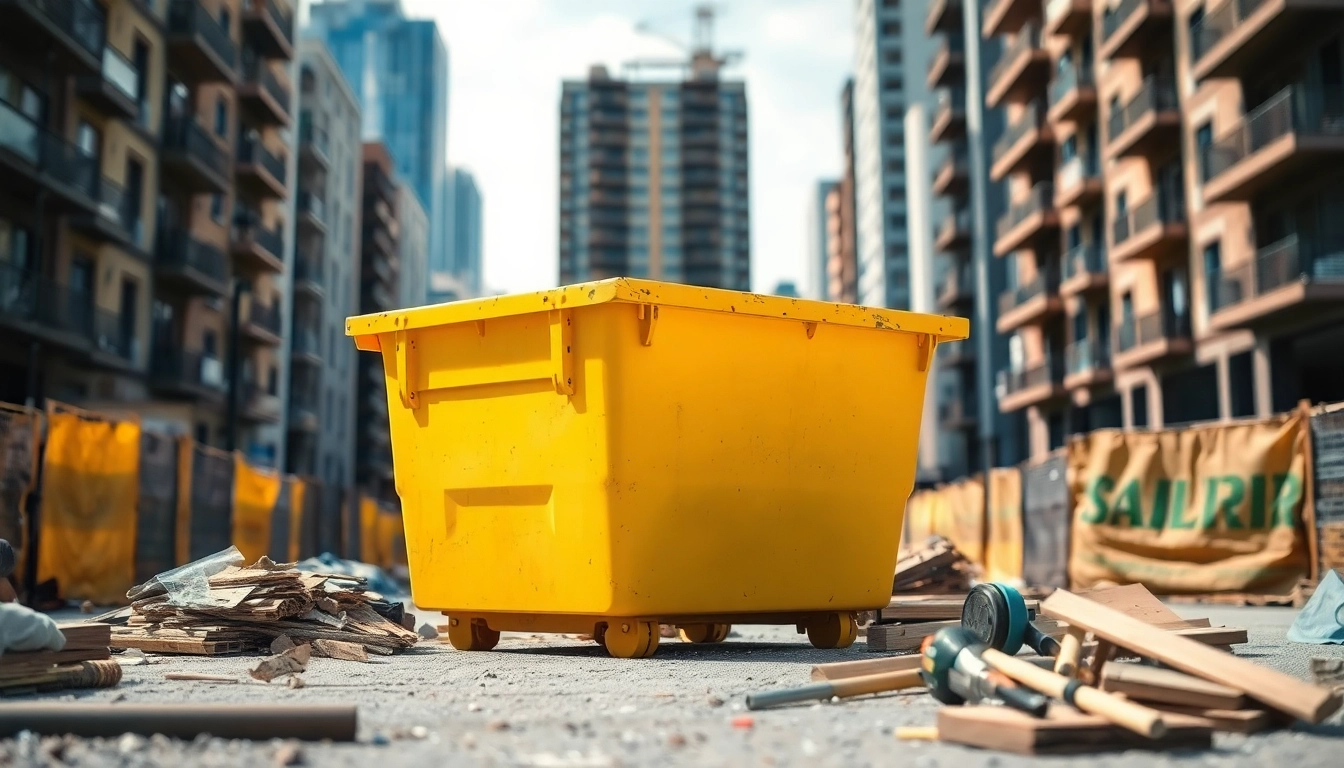Monster Skips in a vibrant urban setting highlighting efficient waste disposal services.