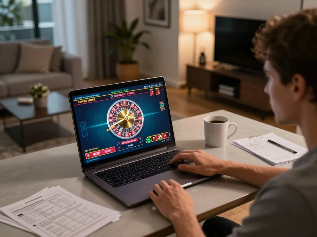 Player focusing on winning strategies while enjoying alexis77 roulette game online