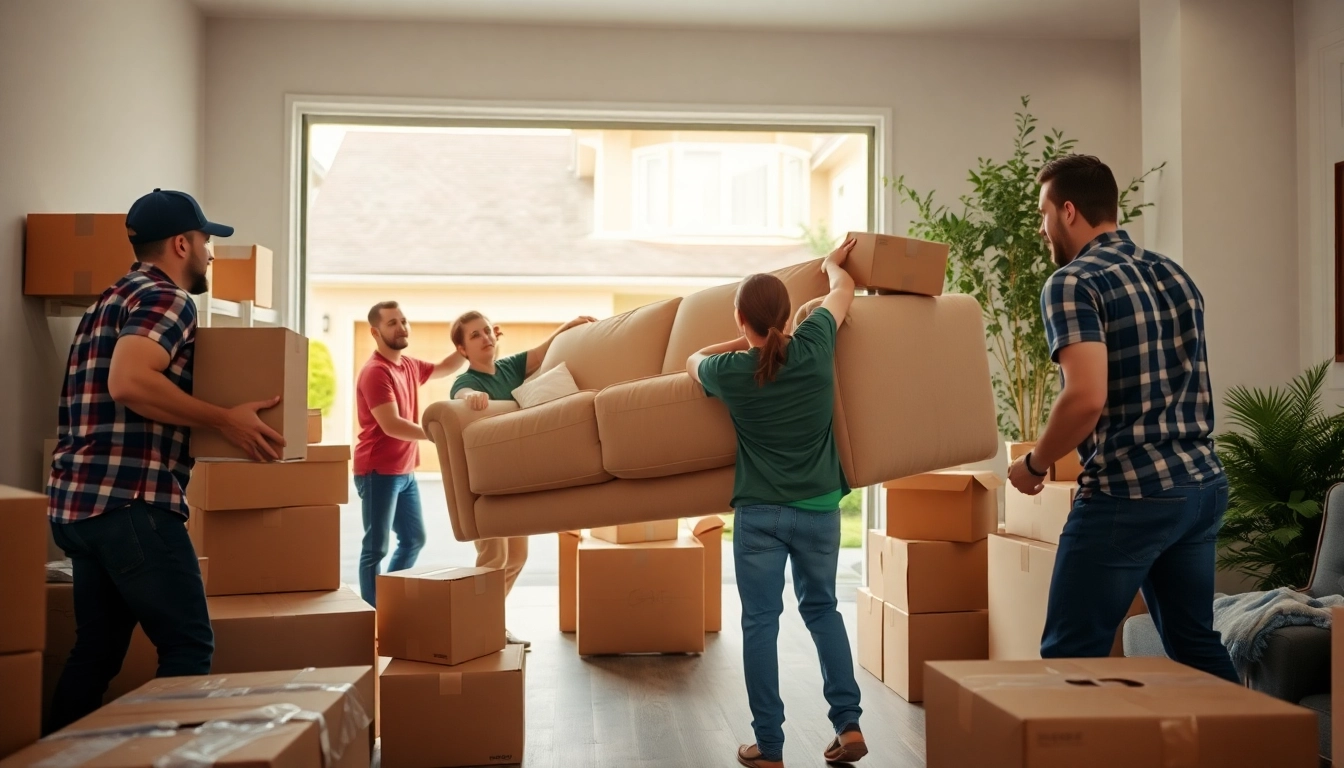 Professional movers providing moving services edmonton, showcasing teamwork and expertise during a residential move.