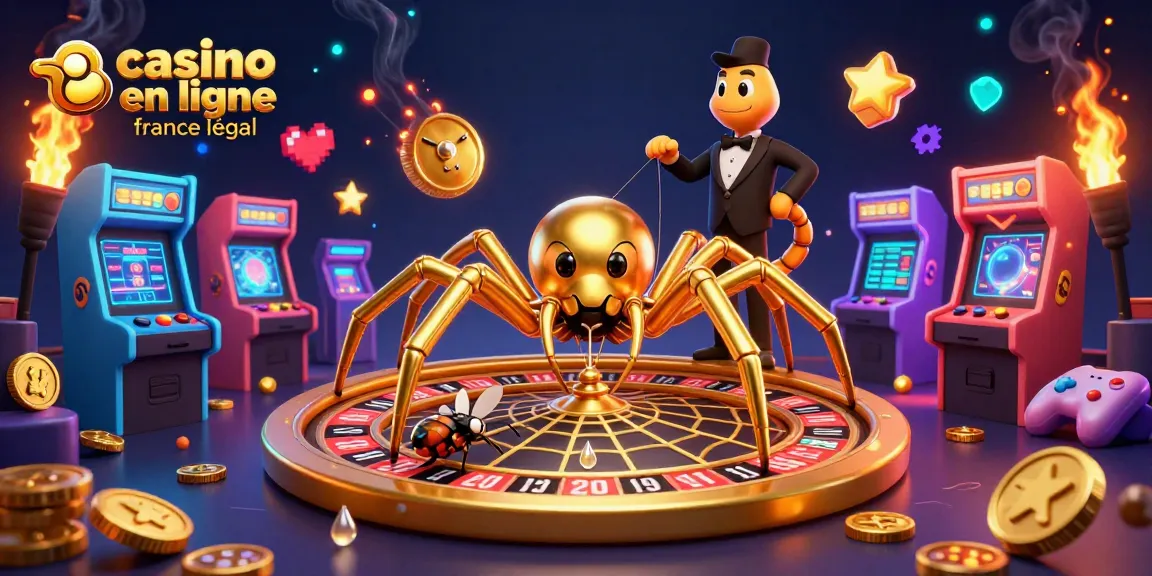 Placer des paris dans un casino en ligne légal en France avec une araignée dorée et une ambiance excitante.