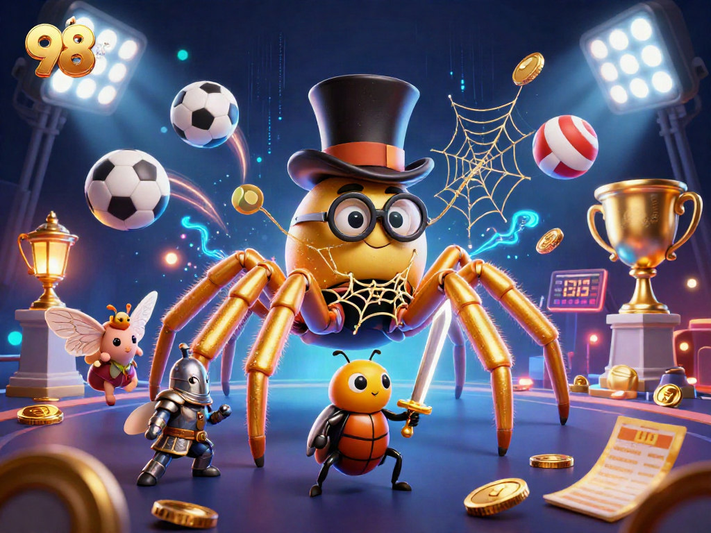 Experience thrilling sports betting with the 98win golden tarantula and beetle knight in a vibrant casino atmosphere.