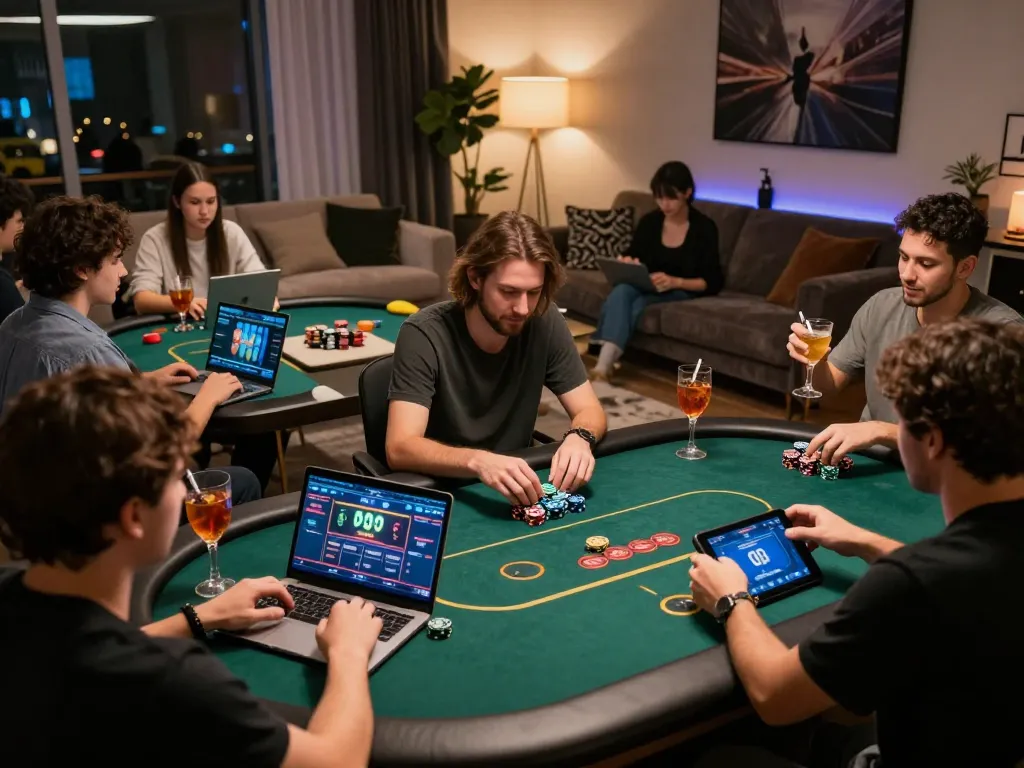 N188 online players enjoying dynamic gameplay in a cozy home casino environment