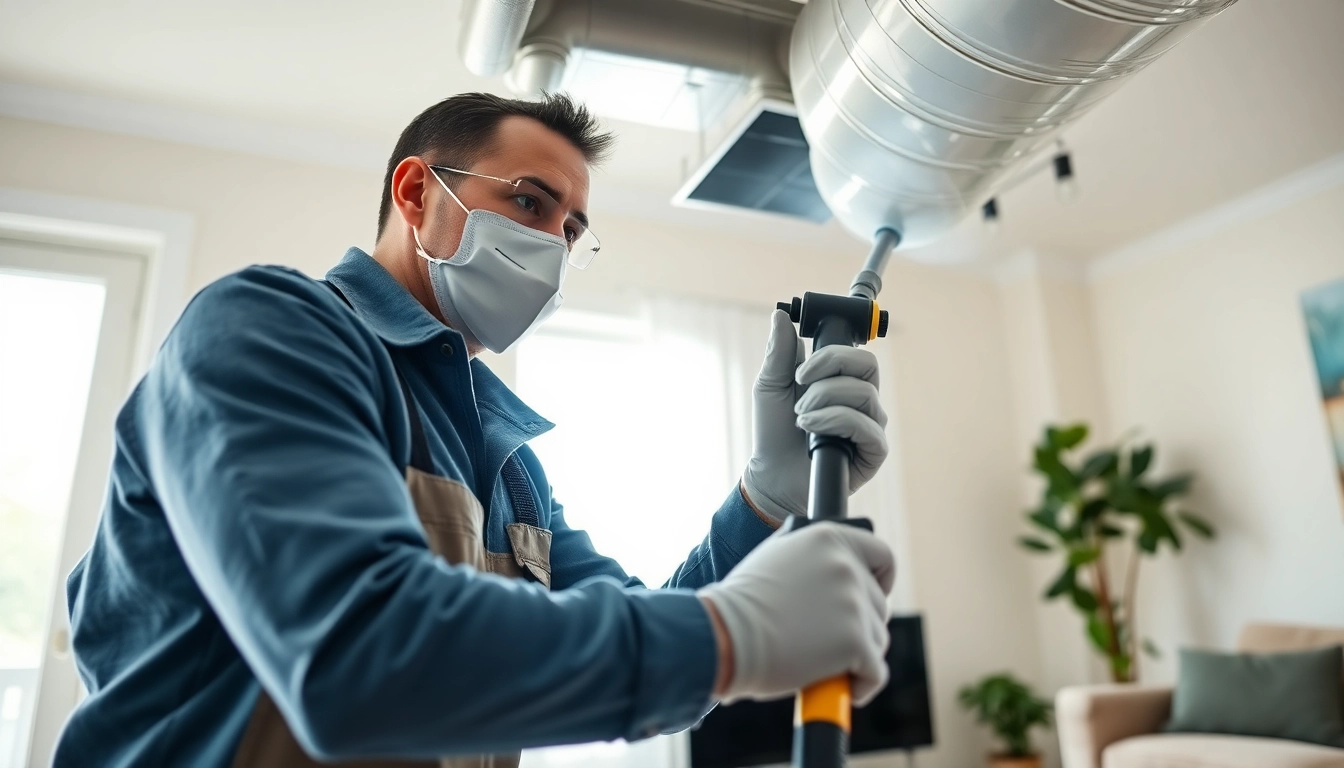 Expert air duct cleaning in Charlotte shows a technician using advanced tools.