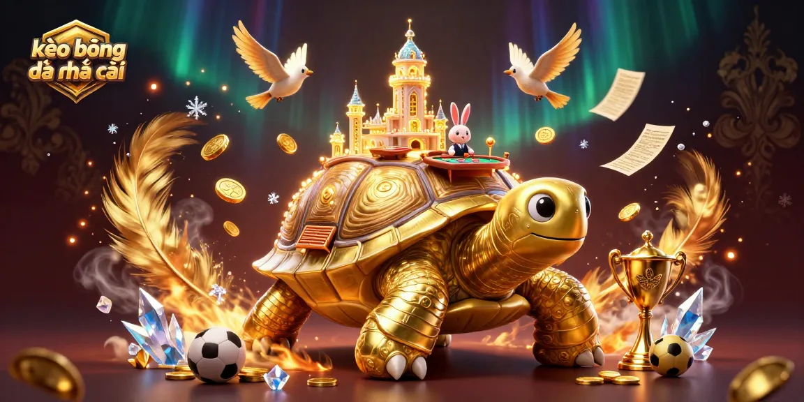 Experience thrilling action with kèo bóng đá nhà cái, vibrant casino scene with golden tortoise and rabbit dealer.