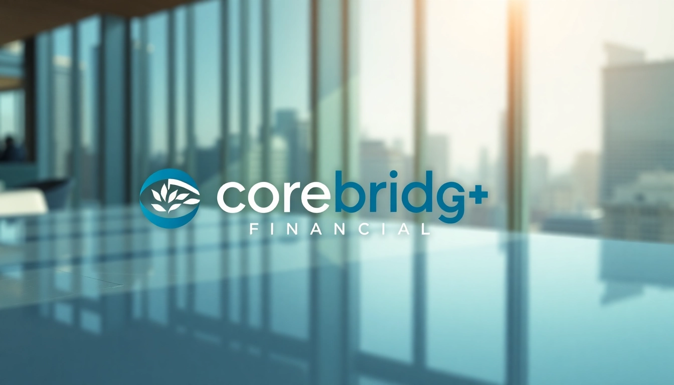 Illustration of Corebridge Financial logo reflecting stability and professionalism in a corporate setting.