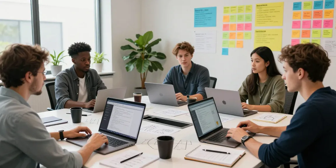 Kobold AI team collaborating in a modern workspace, showcasing innovation and productivity.
