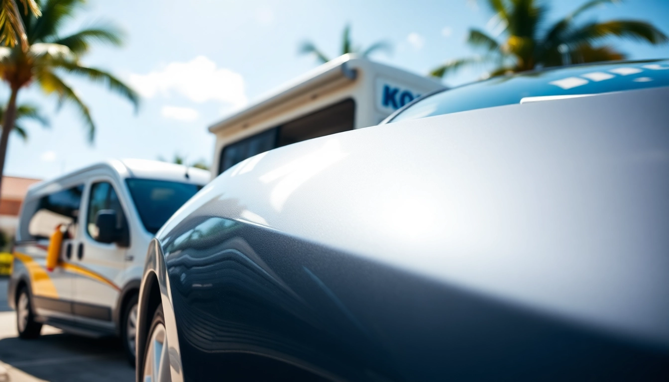 Palm Beach mobile detailing showcasing a professional car detail with shiny finishes and cleaning supplies.
