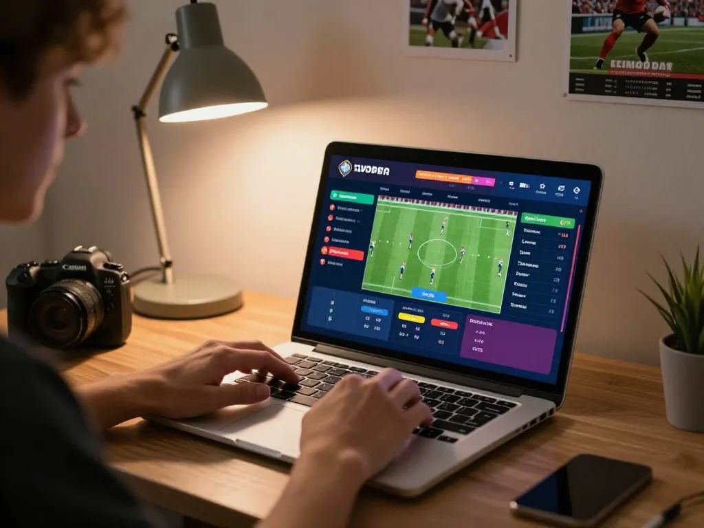 Bong da lu updates displayed on a laptop screen, capturing intense user engagement during live sports betting action.