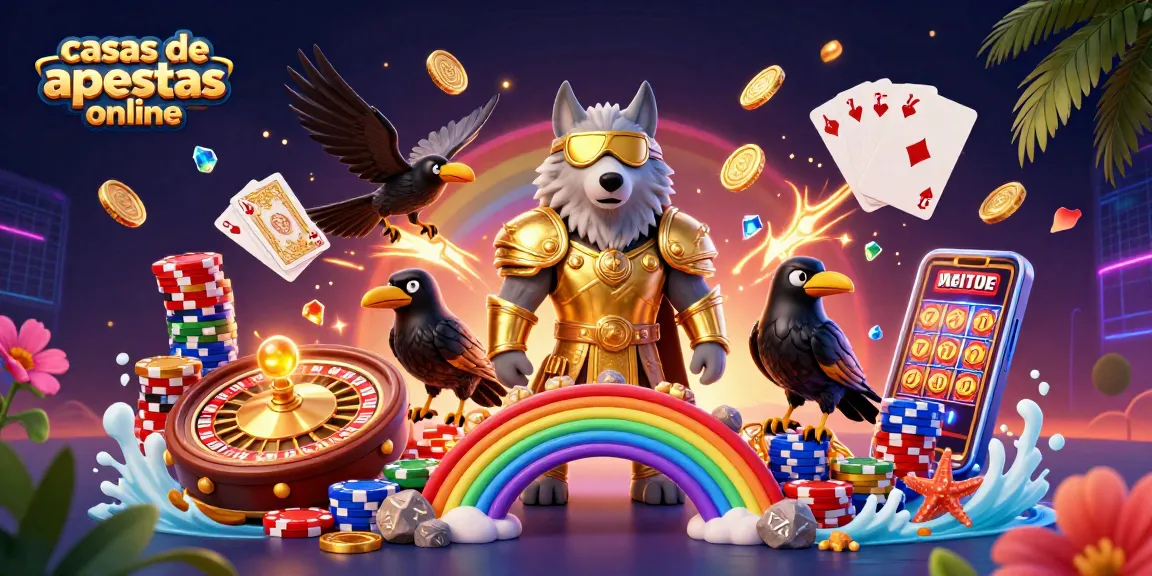 Visualiza casas de apuestas online, destaca la acción con efectos de luces y detalles vibrantes.
