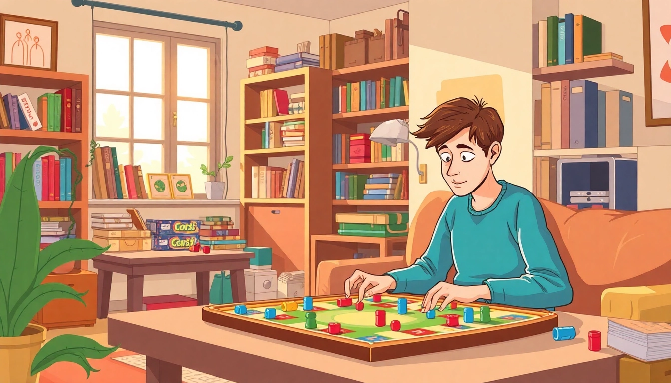 Engaging scene of games to play by yourself with a person enjoying a tabletop game.