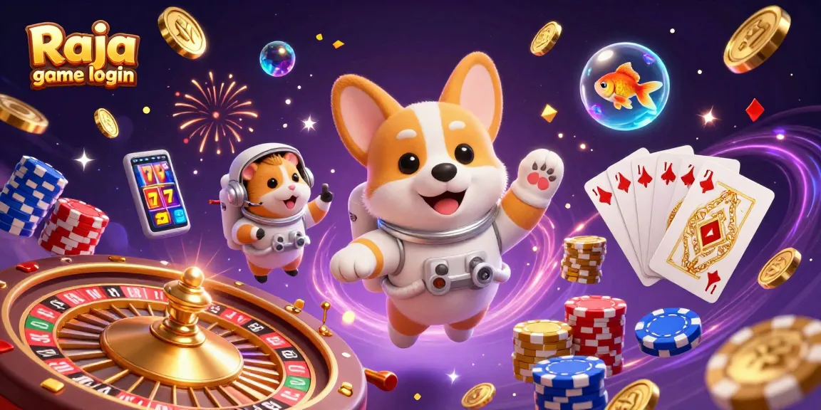 Join the fun in Raja game login with a vibrant casino scene featuring dynamic characters and thrilling game elements.