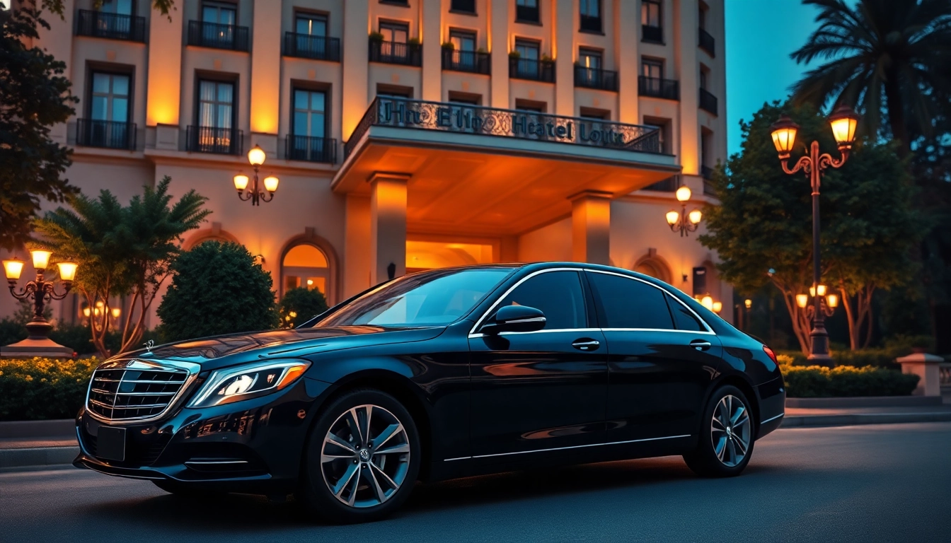 Enhance your experience with Chauffeur Hire services in front of a luxury hotel.
