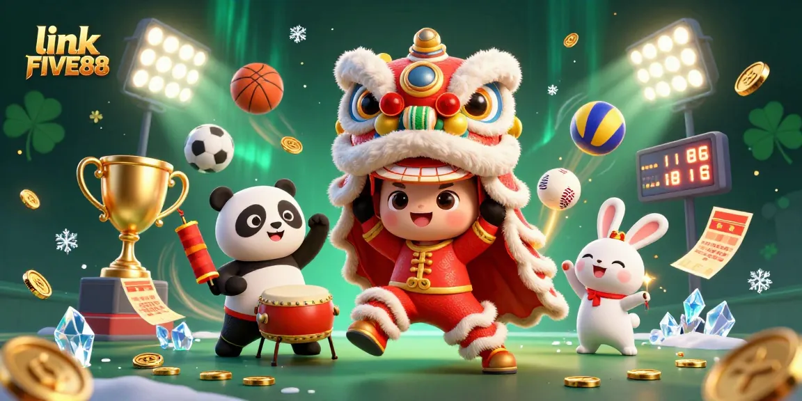 Experience excitement with link FIVE88's vibrant 3D casino scene featuring dynamic characters and game elements.