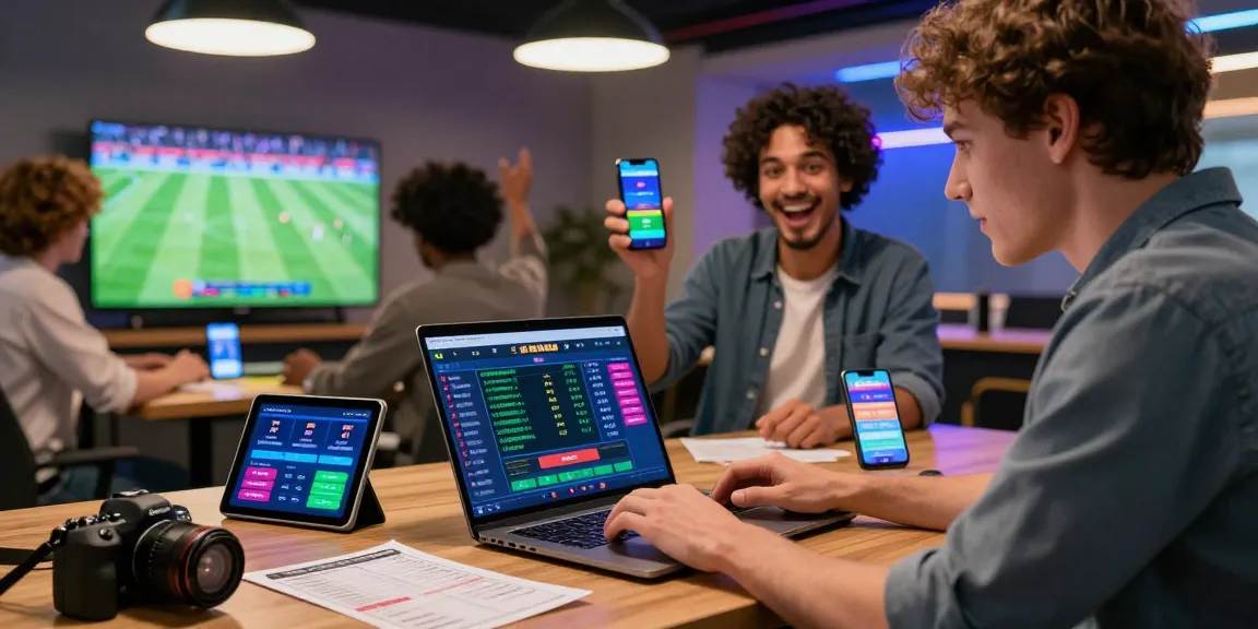 Agen Parlay Idngoal showcased in a vibrant online betting scene, with diverse individuals engaged in exciting sports betting activities.