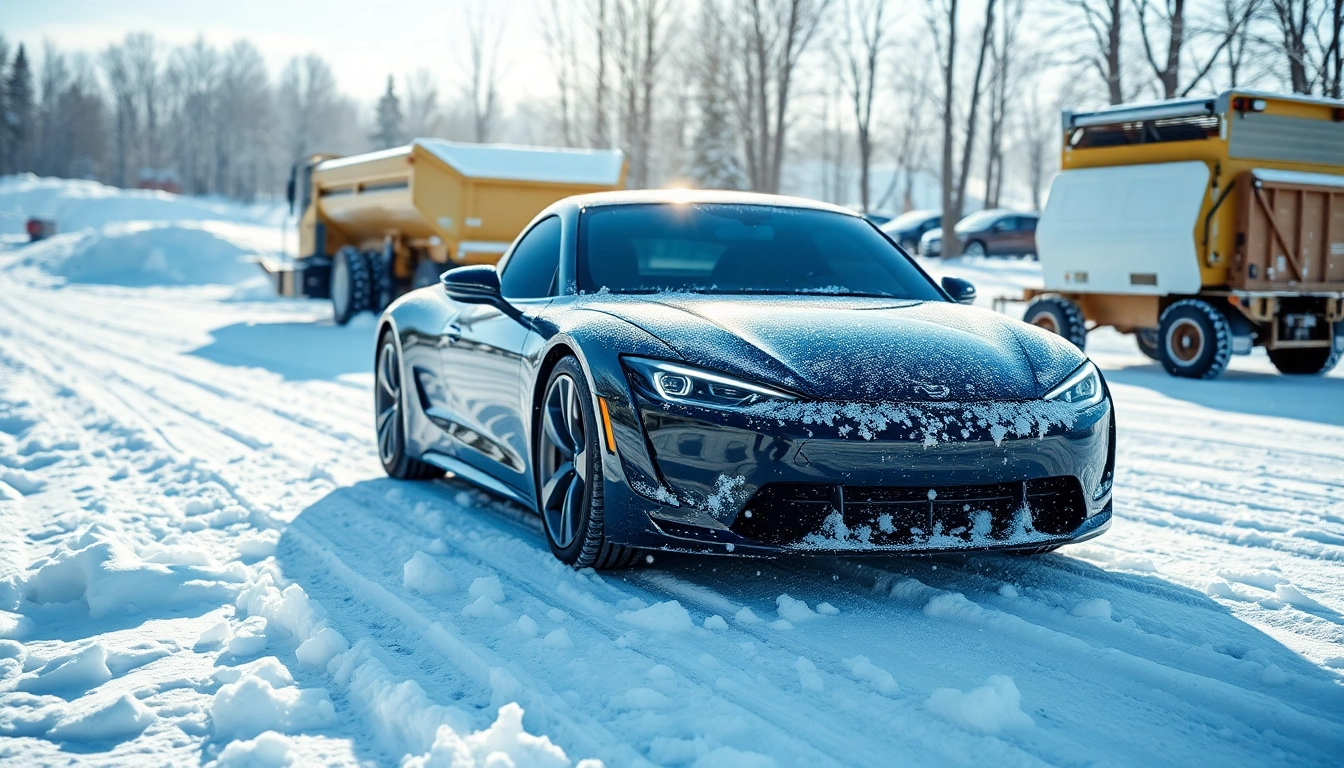 PPF winter road salt protection for vehicles showcased against winter backdrop.
