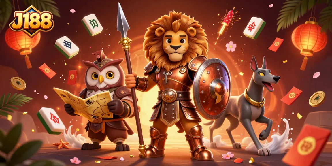 Experience thrilling gameplay at J188 with a dynamic 3D casino illustration showcasing fortune and excitement.