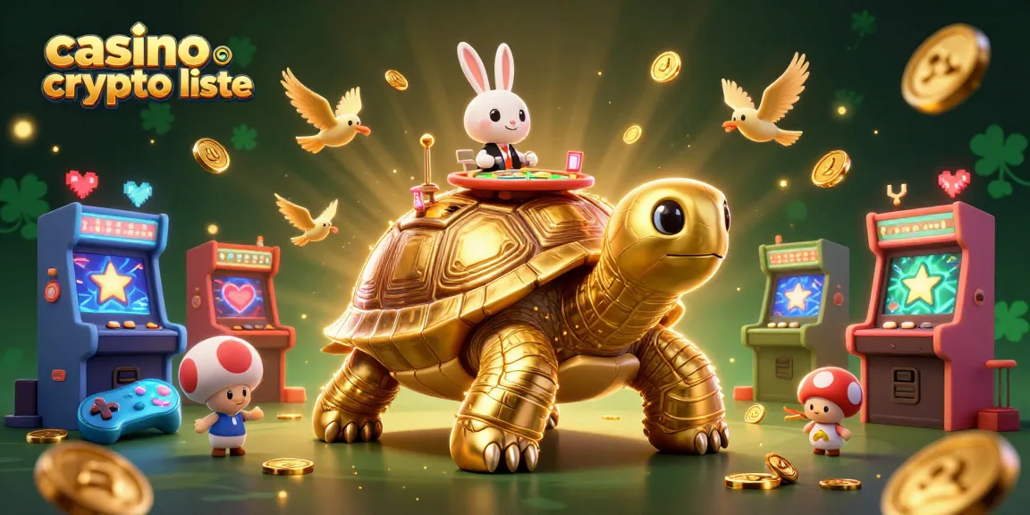 Jouez sur la liste des casinos crypto avec des machines à sous et une tortue dorée.