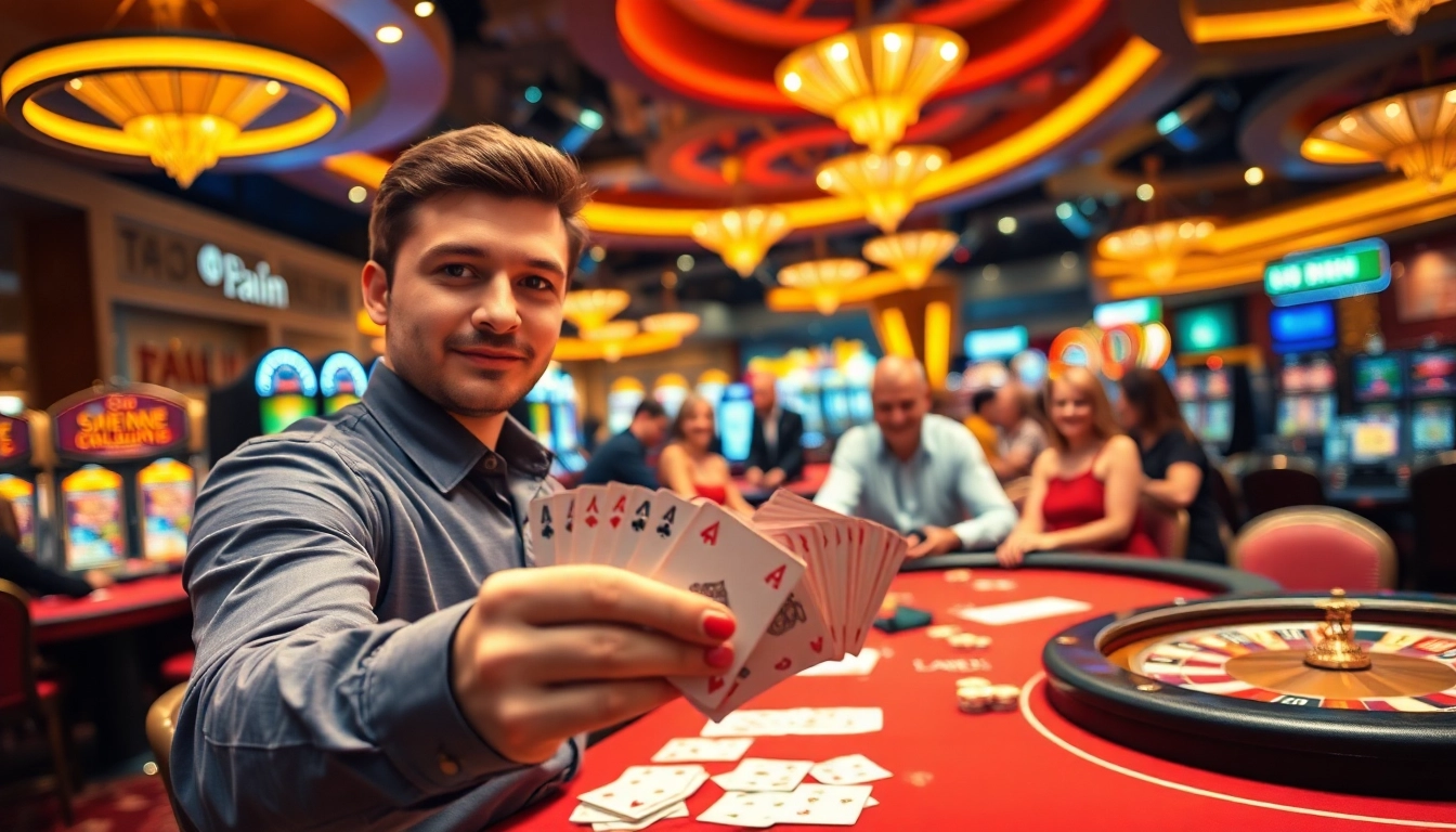 Menyajikan interwin link alternatif di meja poker dengan suasana kasino yang meriah.