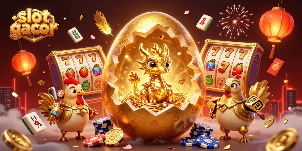 Spin to win with slot gacor featuring a golden dragon and vibrant casino elements in an artistic scene.