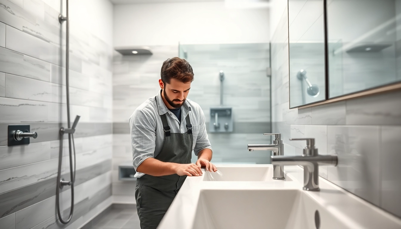 Handwerklicher Einsatz von sonni sanitär GmbH bei der Badezimmerinstallation mit modernen Armaturen.
