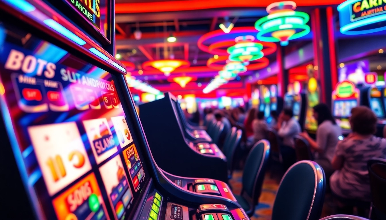 Menangkan permainan slot online di mesin kasino dengan kerumunan yang penuh semangat.