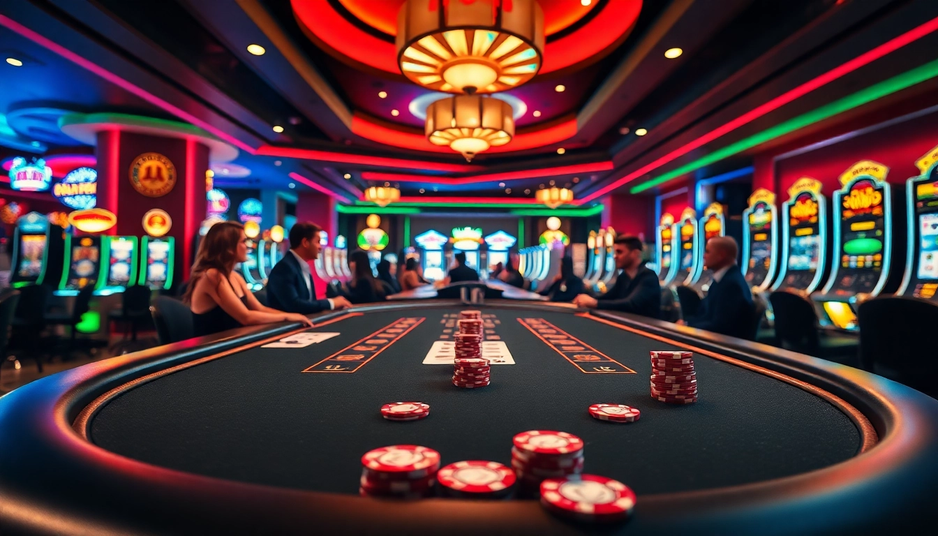 Experience the thrill of 8win malaysia at an inviting casino with lively players around a poker table.