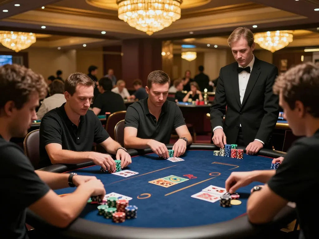 Players competing intensely at a poker tournament using nano banana flash technology for strategic advantage.