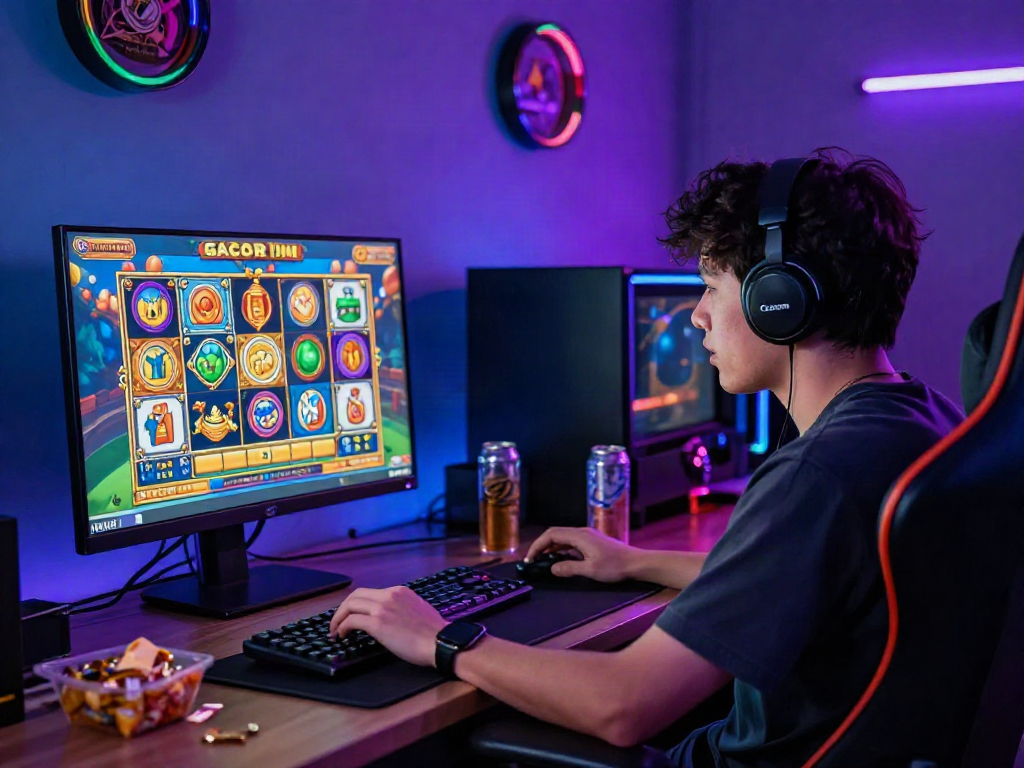 Exciting slot gacor hari ini gaming session with colorful graphics and vibrant atmosphere