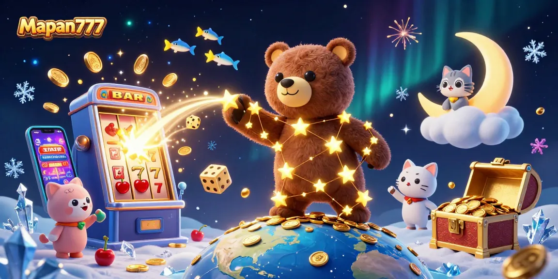 Experience Mapan777 gaming with a glittering jackpot explosion and magical casino elements.