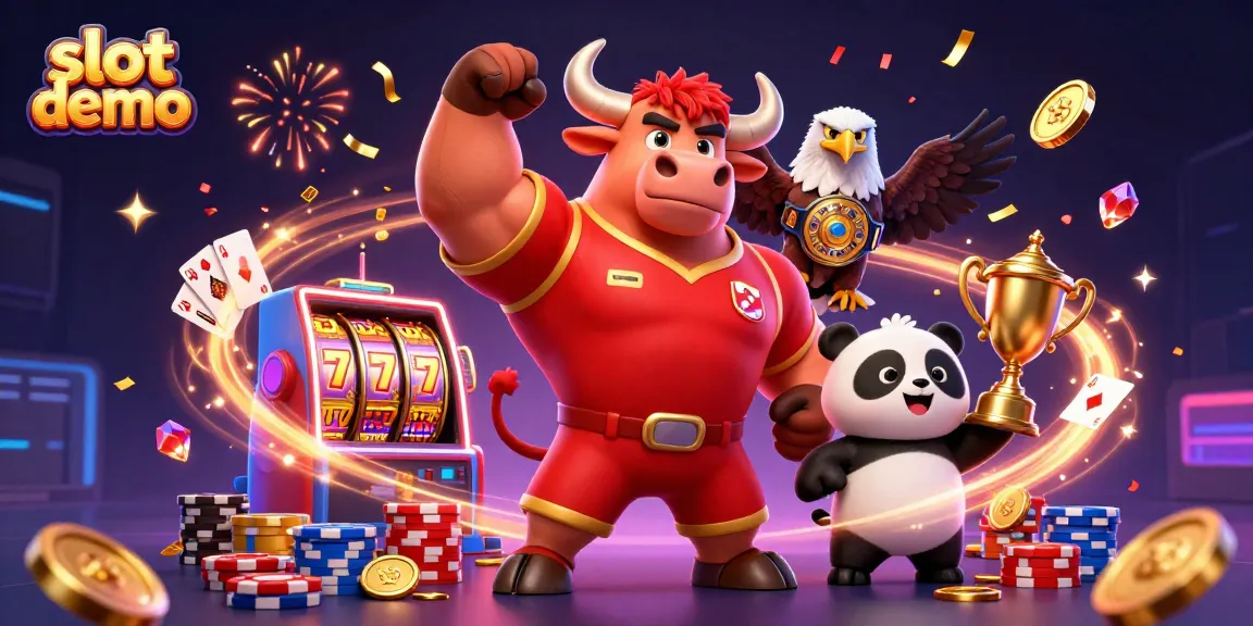 Experience winning strategies with our slot demo featuring an energetic scene of casino mascots.