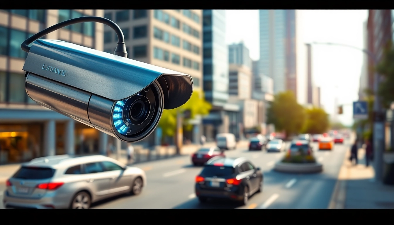 Showcasing automatic license plate recognition technology in action with high-tech cameras capturing vehicle data.