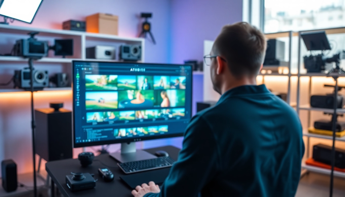Creating engaging visuals with an ai video generator in a modern studio setting.