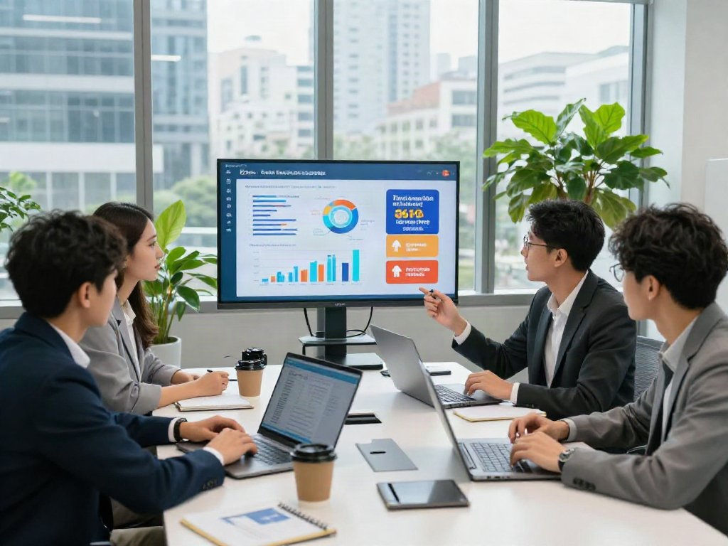 Dynamic office scene showcasing team collaboration on attracting bonus new members with financial metrics and engaging discussions.