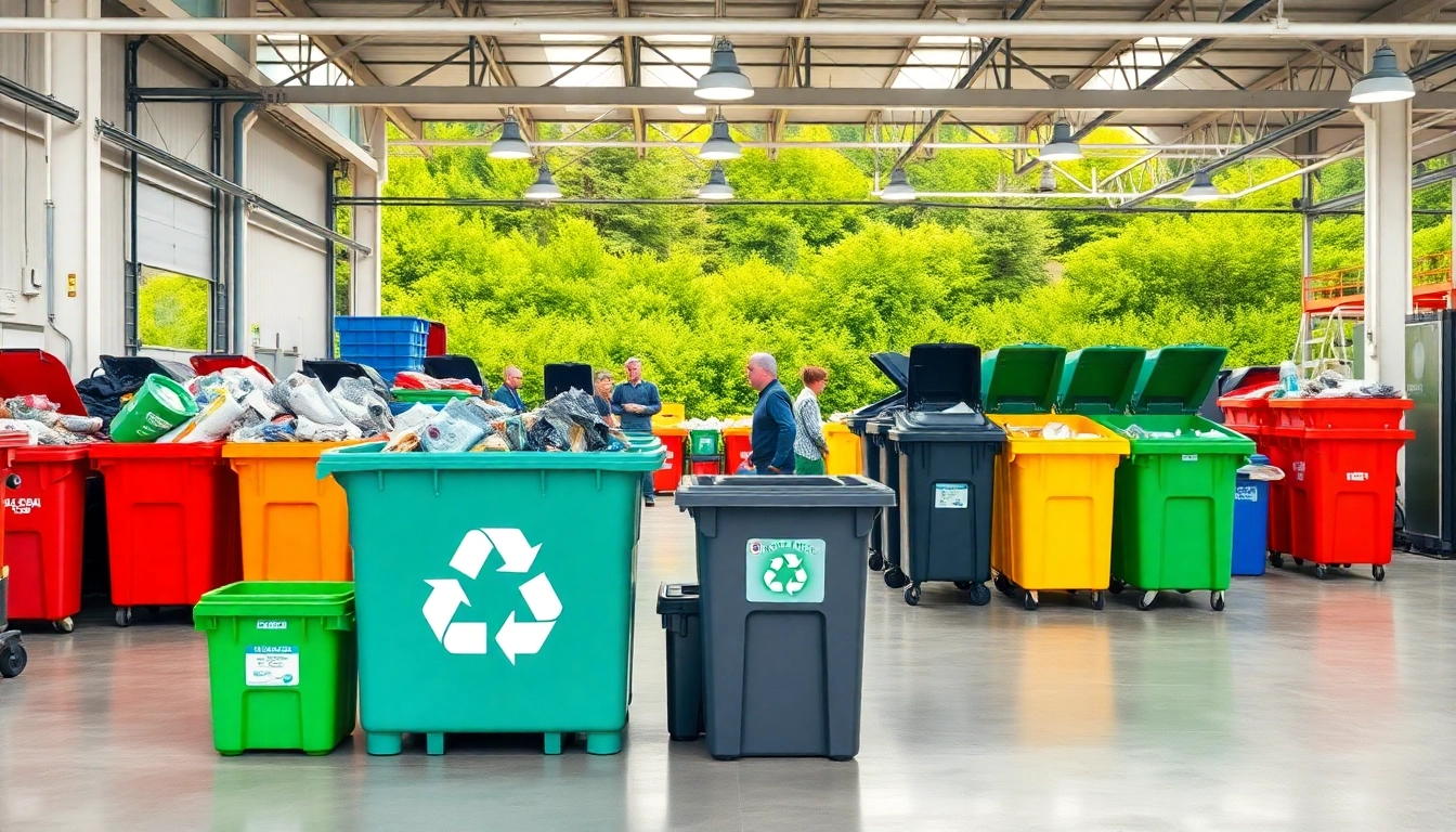 Engaging scene of Cold Lake recycling facility showcasing organized waste management and vibrant green surroundings.