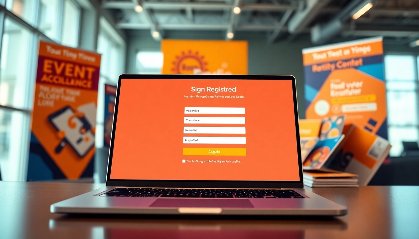 Optimized event signup platform showcased in a modern office setting with vibrant materials.
