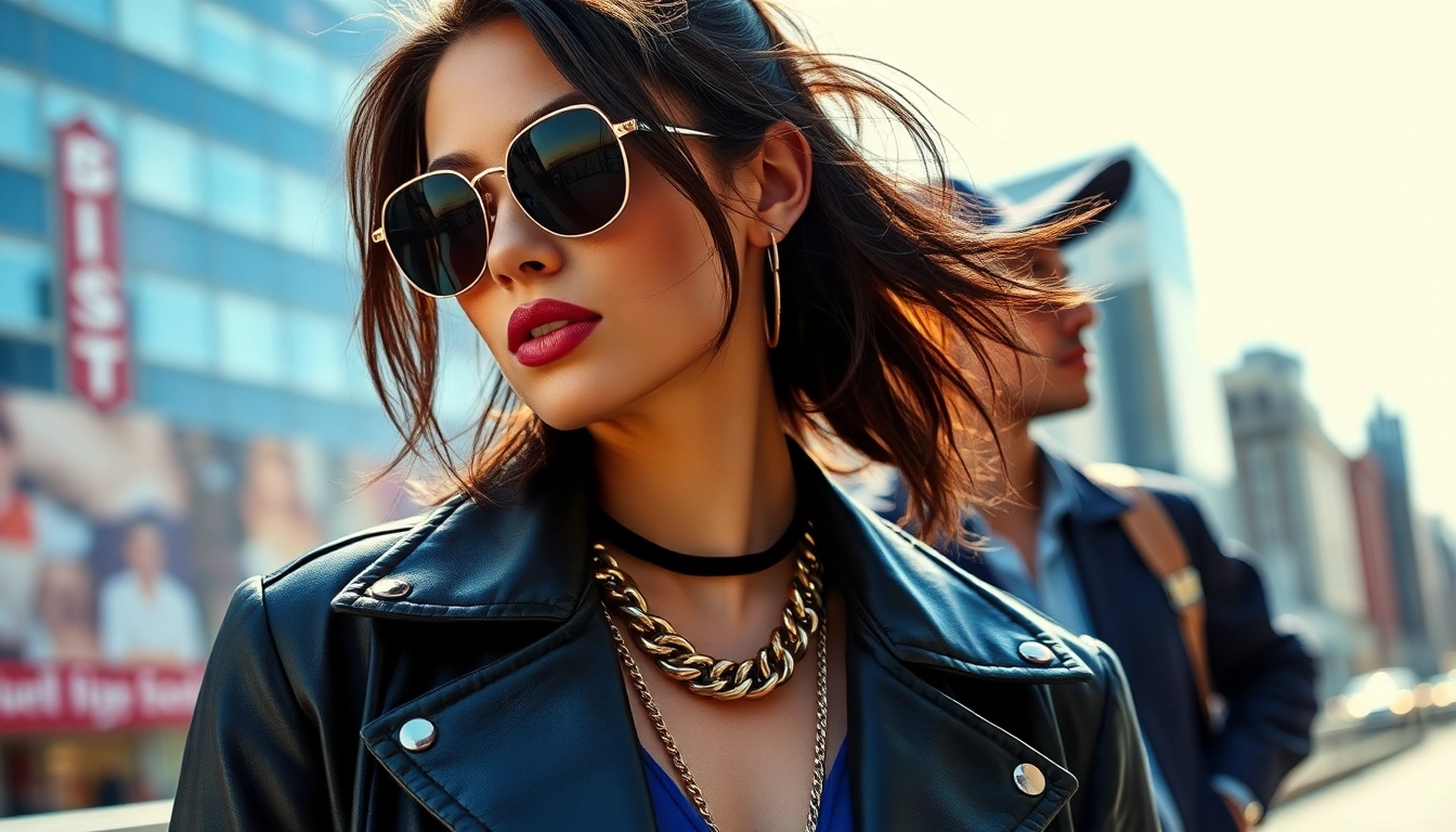 Showcase of Fashion trends featuring a stylish outfit in an urban setting.